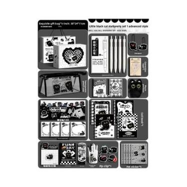 Imagem de Conjunto De Material Escolar Estético Gatinho Preto, Suprimentos Escol
