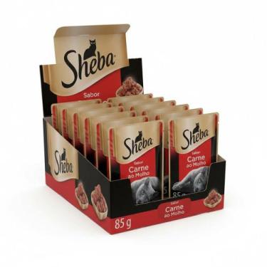 Imagem de Kit Ração Úmida Sheba Sachê para Gatos Adultos Sabor Carne ao Molho 40