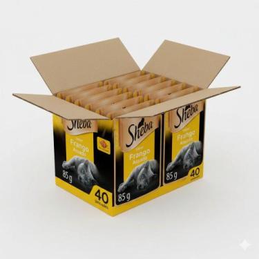 Imagem de Kit Ração Úmida Sheba Sachê para Gatos Adultos Sabor Frango Assado 40 
