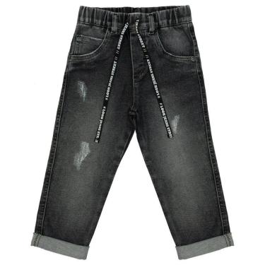 Imagem de Calça Infantil Look Jeans Reta Moletom Jeans Black - UNICA - 01-Masculino