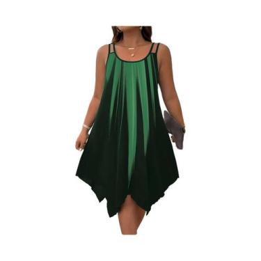 Imagem de Vestido feminino plus size elegante estilo boêmio com alça dupla e est