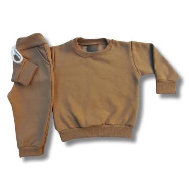 Imagem de Conjunto infantil Roupa de Frio Moletom Básico Grosso Liso Bebê Unisse