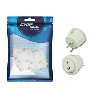 Imagem de 10X Chave Gangorra Redonda Com 2 Terminais Faston - Branco - Chipsce