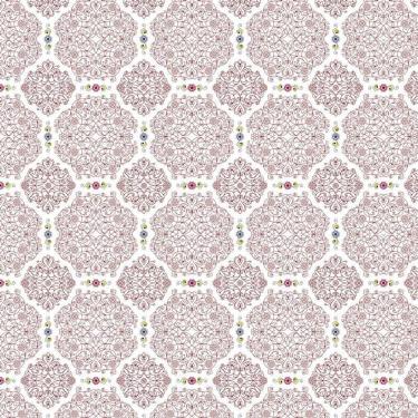 Imagem de Papel Parede Flores Arabesco Linhas Framboesa Adesivo Quarto