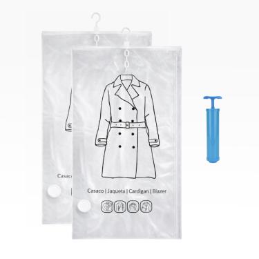 Imagem de Kit 2 Saco A Vacuo Organizador De Roupas Guarda Roupa 70x130cm Com Cabide
