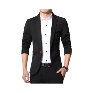 Imagem de Blazer Slim Fit Masculino plus Size, Jaqueta De Terno Em Preto, Azul E