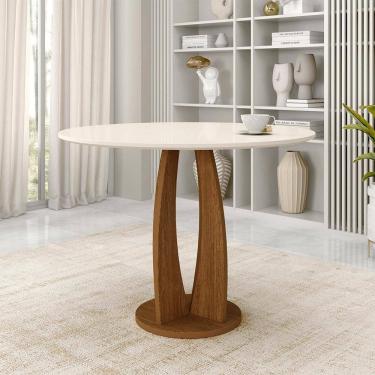 Imagem de Mesa Redonda Tampo Chanfrado 1,00m Fontana Freijó/off - M.a