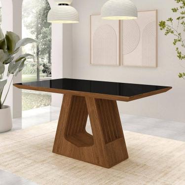 Imagem de Mesa De Jantar 1,60m Santiago Tampo Mdf E Chanfrado Freijó/preto - M.a