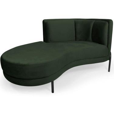 Imagem de Sofá Chaise Esquerdo Sala De Estar Penélope Base Preto Veludo Verde Musgo - Nexta Casa