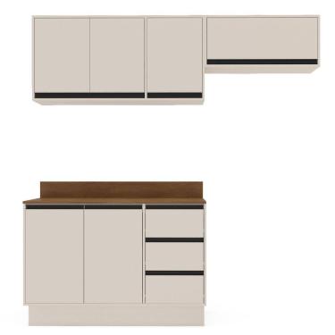 Imagem de Cozinha Modulada 3 Pecas com Tampo e Rodape Koya Politorno