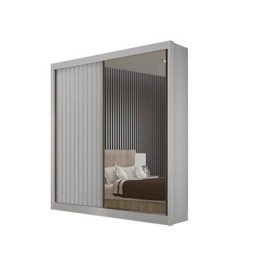 Imagem de Guarda Roupa Ripado Espelho Gavetas Lugano 100% MDF - Marcs