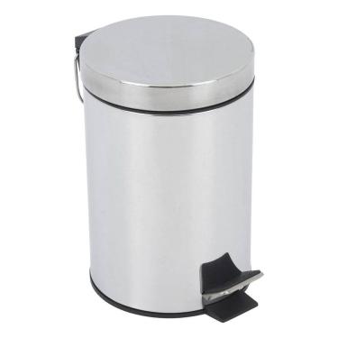 Imagem de Lixeira Banheiro 3l Prata Brilhante Inox 25x16cm Pedal