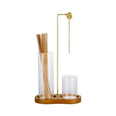 Imagem de Suporte De Incenso De Vidro Anti-Cinzas Com Clipe De Metal E Compartim