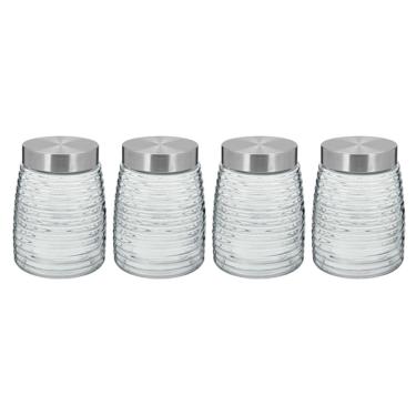 Imagem de KIT 4 POTE MANTIMENTOS HOME&CO COM TAMPA VIDRO 1,2L 16x12x12