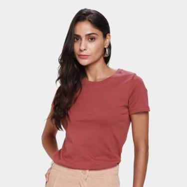 Imagem de Camiseta Hering Básica Feminina, Bordô, GG