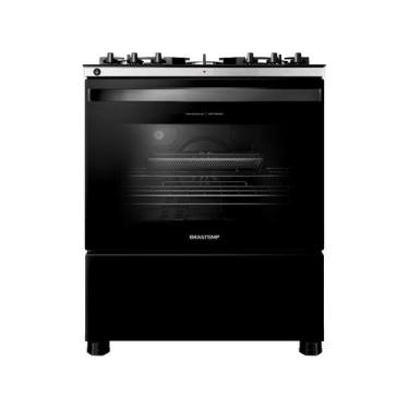 Imagem de Fogão Brastemp 5 Bocas Preto Com Mesa de Vidro, Função Air Fryer e Tur
