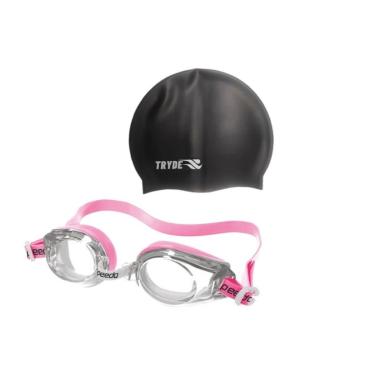 Imagem de KIT Oculos De Natação Classic Speedo Rosa com touca-Unissex