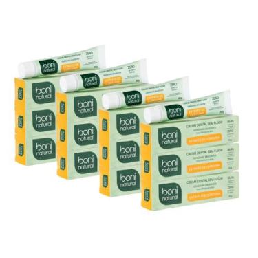Imagem de Kit 12 Creme Dental Boni Natural Hortela e Curcuma 90g
