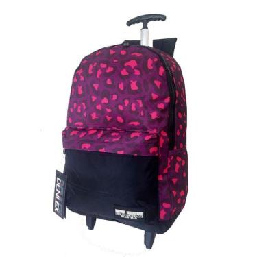 Imagem de Mochila Onça Menina Aula Escolar Rodinhas DL - Denlex