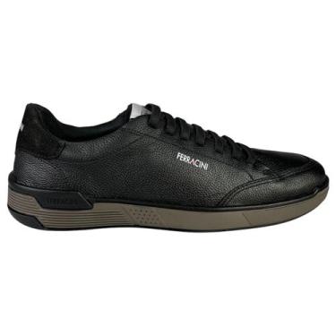 Imagem de Sapatênis Ferracini Milan Masculino Couro Legítimo Elástico Preto Orig