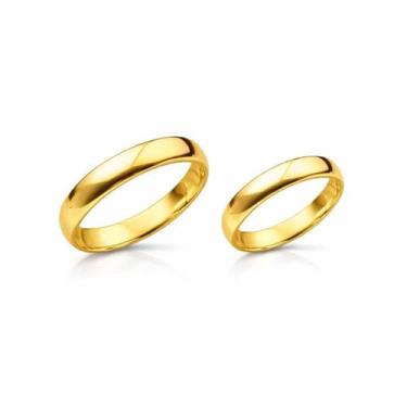 Imagem de Par de Aliança Casamento Compromisso Lisa Banhado a Ouro 18k - WORK SE
