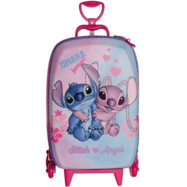 Imagem de Mochila De Carrinho Stitch e Angel Infantil 3d Impermeável - Diplomata