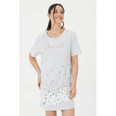 Imagem de Camisola Feminina Manga Curta Estampada em Algodão Malwee - Conforto e