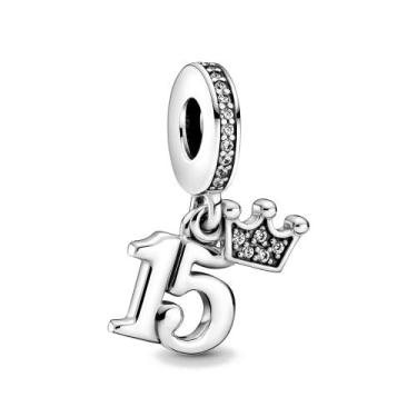 Imagem de Berloque PINGENTE 15 ANOS em Prata S925 para pulseiras modelo Pandora 