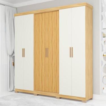 Imagem de Guarda-Roupa Casal 6 Portas 3 Gavetas Freijo/Off White Argos - Avelan