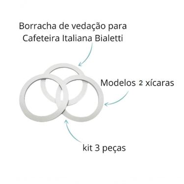 Imagem de Kit 3 Anéis de Vedação Borracha Bialetti Moka Express para Cafeteira 2 Xícaras