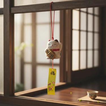 Imagem de Estatueta Luxo Gato da Sorte Porcelana Decorativa Maneki Neko Boa Fort