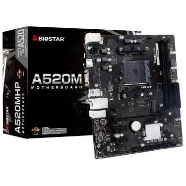 Imagem de Placa Mãe Biostar A520MHP com Suporte Ryzen 3000 e 5000, DDR4, Pcie 3.0, M.2, SATA 6GB-S e Micro ATX e Bivolt
