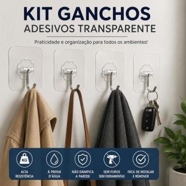 Imagem de Kit 20 40 60 Ganchos Adesivos para Parede Multiuso Autocolantes Cozinh