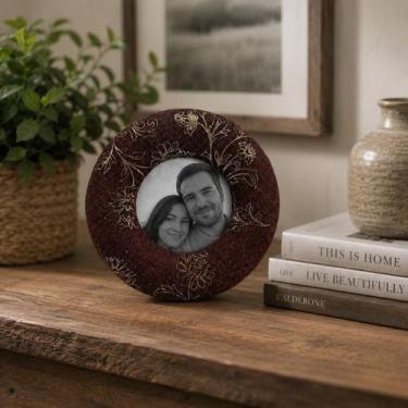 Imagem de Porta Retrato MDF Flower Estofado Redondo - Tuut