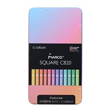 Imagem de Lápis de cor de óleo rosa, 12 cores, lápis de cor quadrado fresco