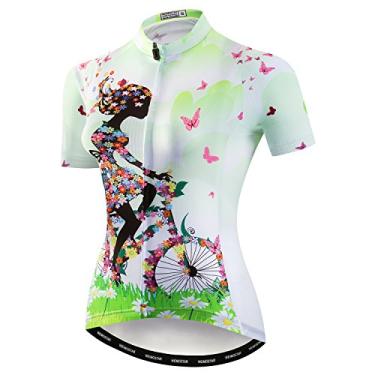 Imagem de JPOJPO Camiseta feminina de ciclismo, secagem rápida, respirável, refletiva, P-2GG, Ccf2021, M