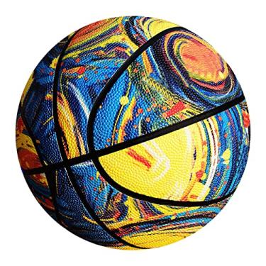 Imagem de MINDCOLLISION Bola de basquete Starry Sky, couro macio durável, adequada para crianças, adolescentes, iniciantes, tamanhos 7, abstrato