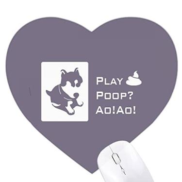 Imagem de Mousepad Playful Husky Puppy Plays Poop Heart Tapete de borracha para escritório