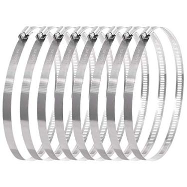 Imagem de Braçadeira de Mangueira de Aço Inoxidável Ajustável Alcance de Mangueira de Engrenagem Ajustável, Cabo de Linha de Combustível para encanamento, Aplicação Automotiva e Mecânica (8, 7 polegadas)