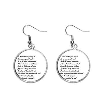 Imagem de Brinco de prata com citação de poesia Never Surrender imbatível Ear pendente, joia feminina
