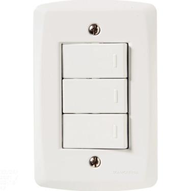 Imagem de Conjunto 4x2 com 3 Interruptores Simples 10 A 250 V Tramontina Lux2 Branco Tramontina