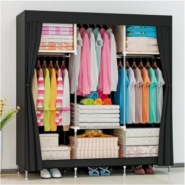 Imagem de Guarda Roupa Dobrável Organizador Armário para Organizar Roupas - Preto