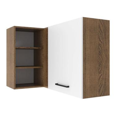 Imagem de Armário Aéreo de Canto Madesa Agata 1 Porta para linha de 60 cm de profundidade – Rustic/Branco