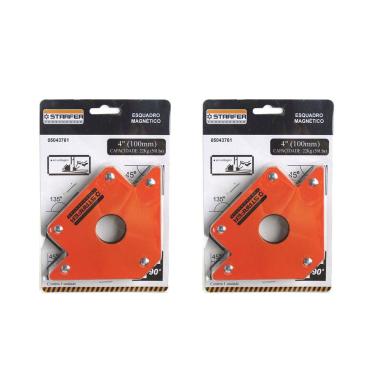 Imagem de Kit 2 Esquadro Magnético 22kg Starfer 4 Pol. (10cm)