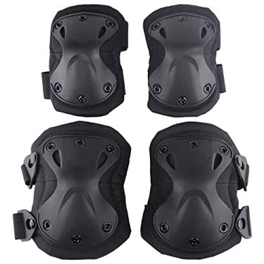 Imagem de Conjunto de almofadas protetoras de joelho e cotovelo de combate tático para jogo de paintball CS ao ar livre ciclismo segurança patins de equipamento de skate proteção de joelho almofadas de proteção (C)