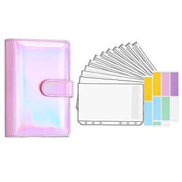 Imagem de A5 A6 Pasta de couro PU sistema de carteira de envelope de dinheiro com envelope de orçamento bolso de pasta para orçamento, rosa, A5