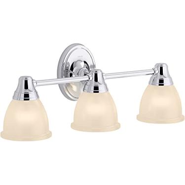 Imagem de KOHLER Luminária de banheiro Forte para banheiro, iluminação de arandela de parede, posição voltada para cima ou para baixo, listada pela UL, 3 luzes, cromo polido