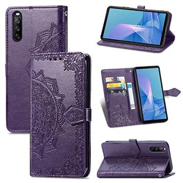 Imagem de HONGYAN Capa de telefone Para Sony Xperia 10 III Mandala Embossing Padrão Horizontal Flip Capa De Couro Com Holder & Card Slots & Carteira & Labilete Capa protetora