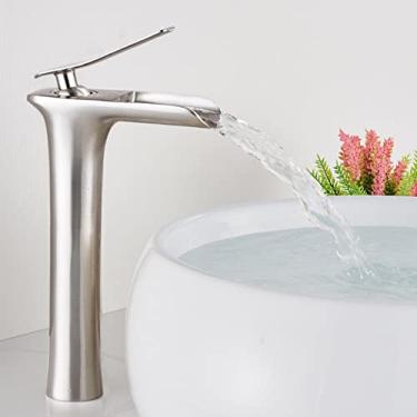 Imagem de Torneiras de bacia cromada branca torneira de banheiro com alça única torneira misturador de bacia de água quente e fria torneira de banho pia de água guindaste banheiro, escova alta níquel, China