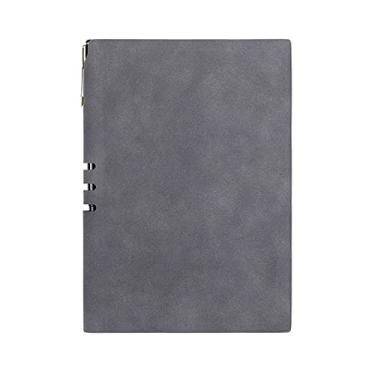 Imagem de Caderno de couro PU A5 Bloco de notas Diário de negócios planejador agenda agenda organizador caderno, cinza claro